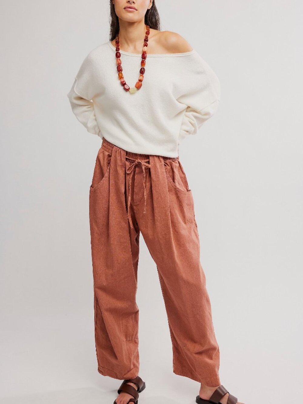 🆕 FREE PEOPLE Chambers Laid Back Pull On Pants / Canyon Sunset